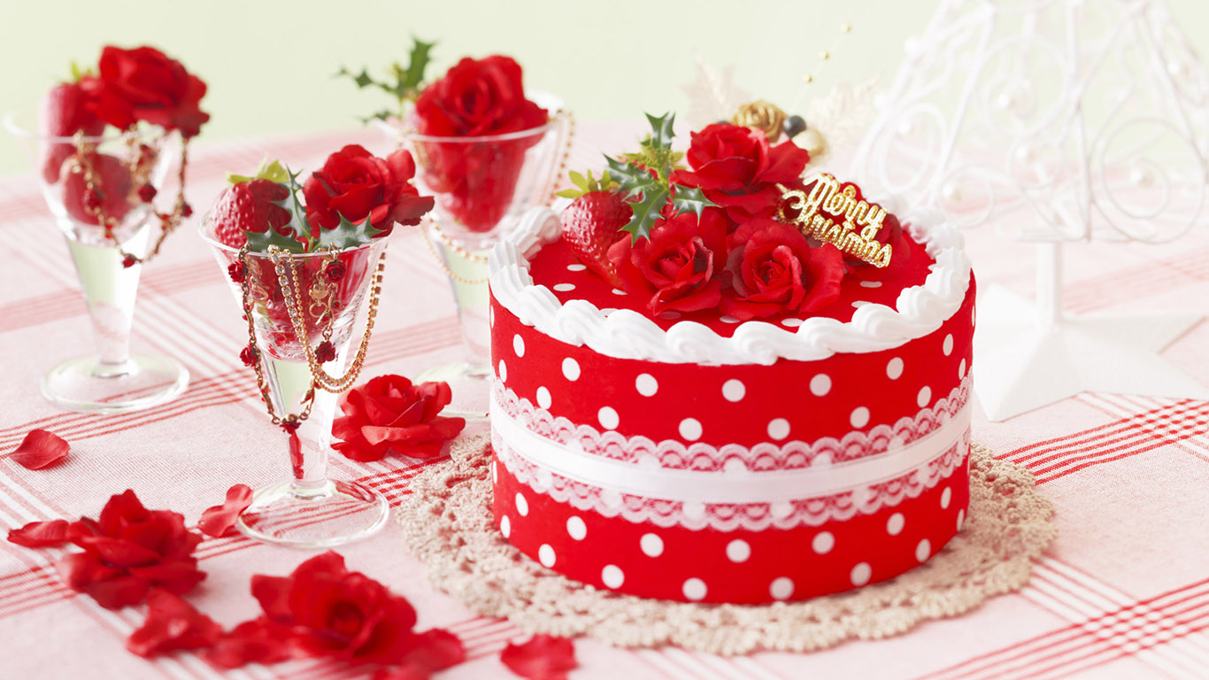 4层玫瑰花蛋糕唯美浪漫手机壁纸图片 | 犀牛图片网