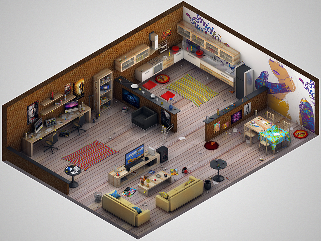 3d室内设计模型房间3d桌面壁纸高清高清大图