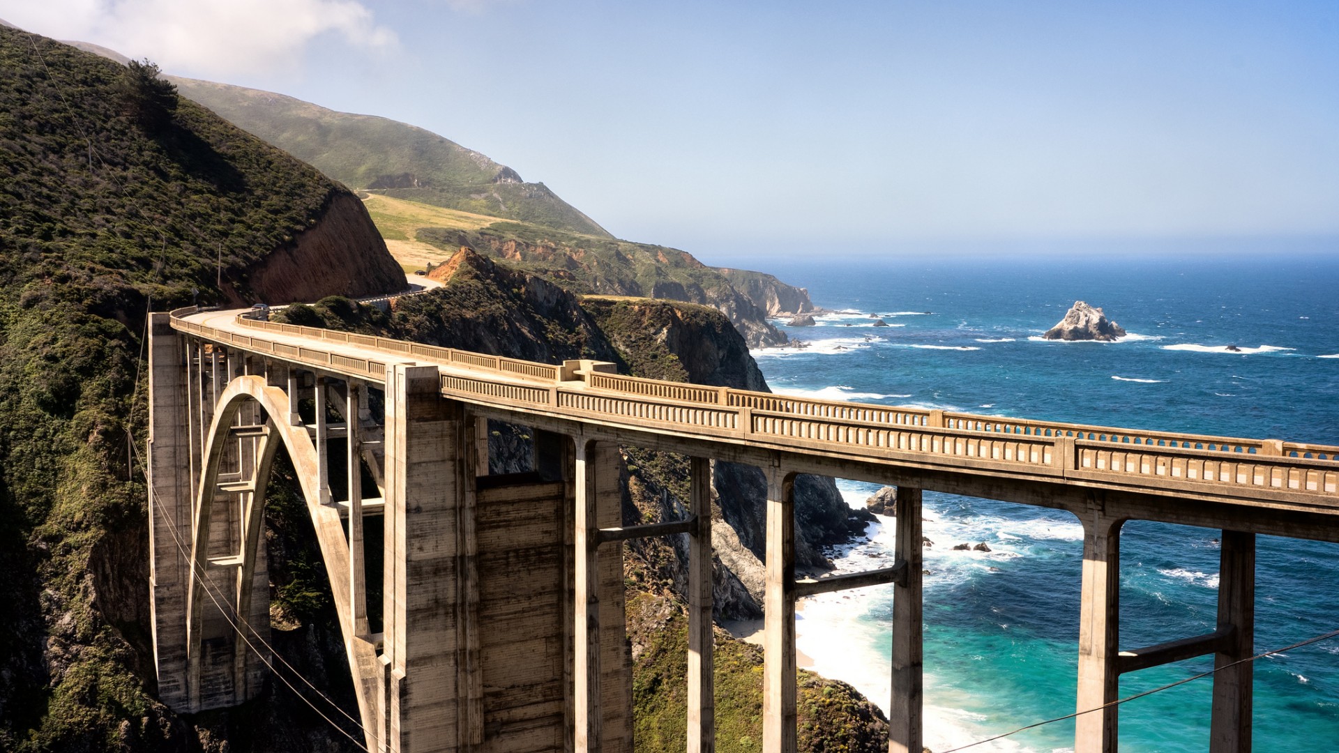 加州 西海岸 桥梁 路 海滩 风景壁纸 风景壁纸 壁纸下载 彼岸桌面