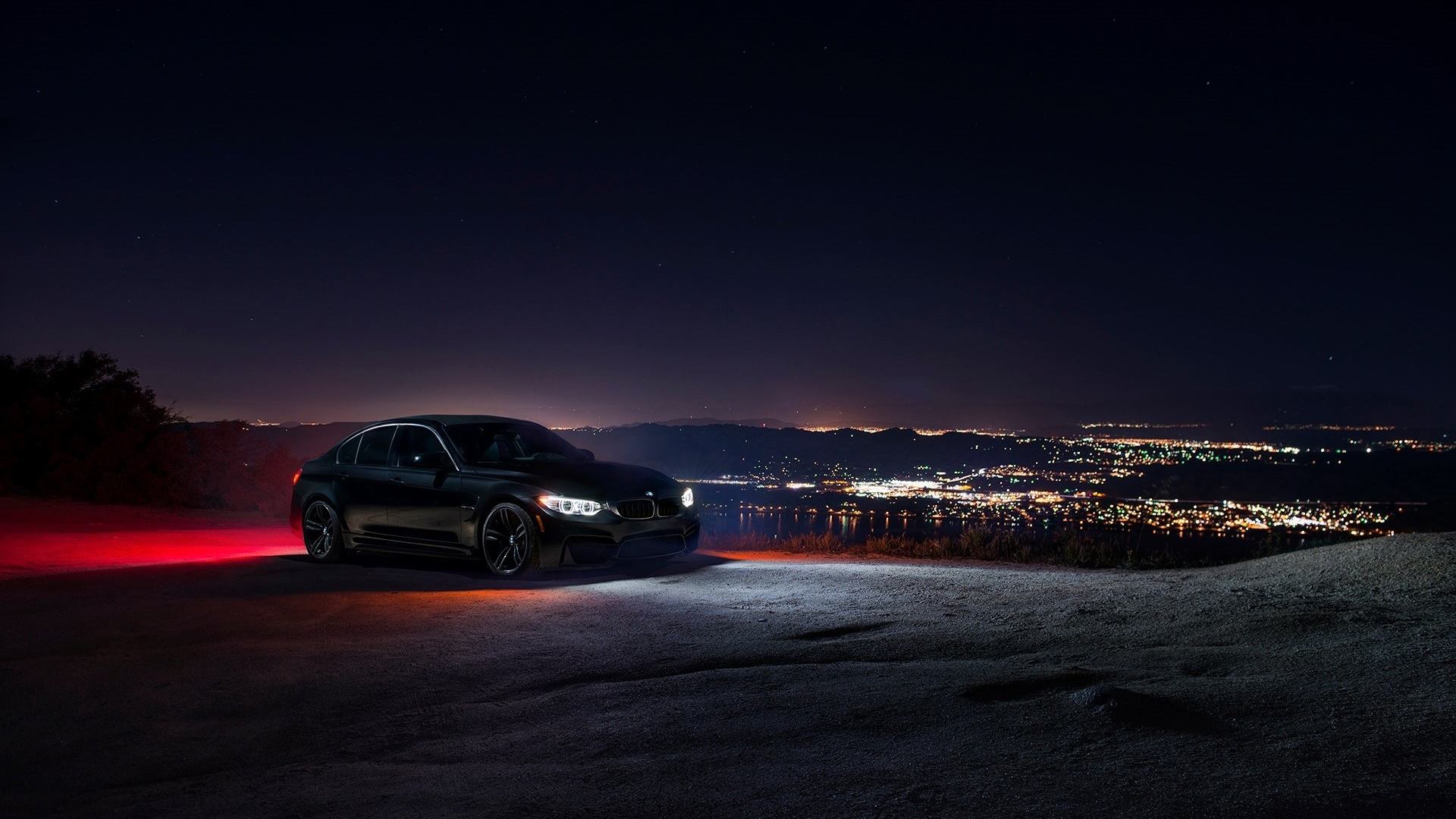 黑色宝马BMW,M3,F80,城市夜晚,天空,汽车壁纸