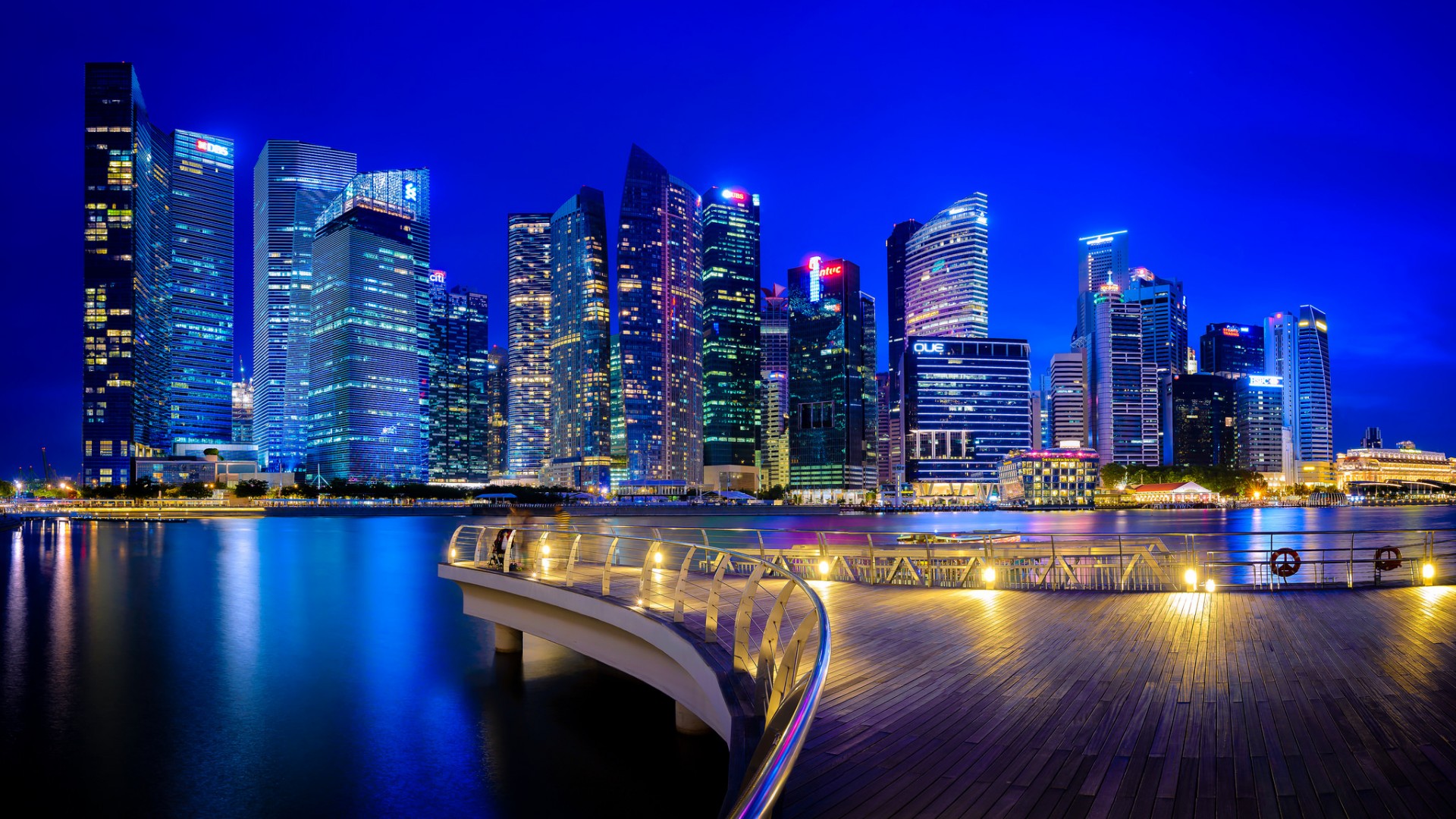 新加坡 夜城 建筑 新加坡城市风光壁纸 风景壁纸 壁纸下载 彼岸桌面