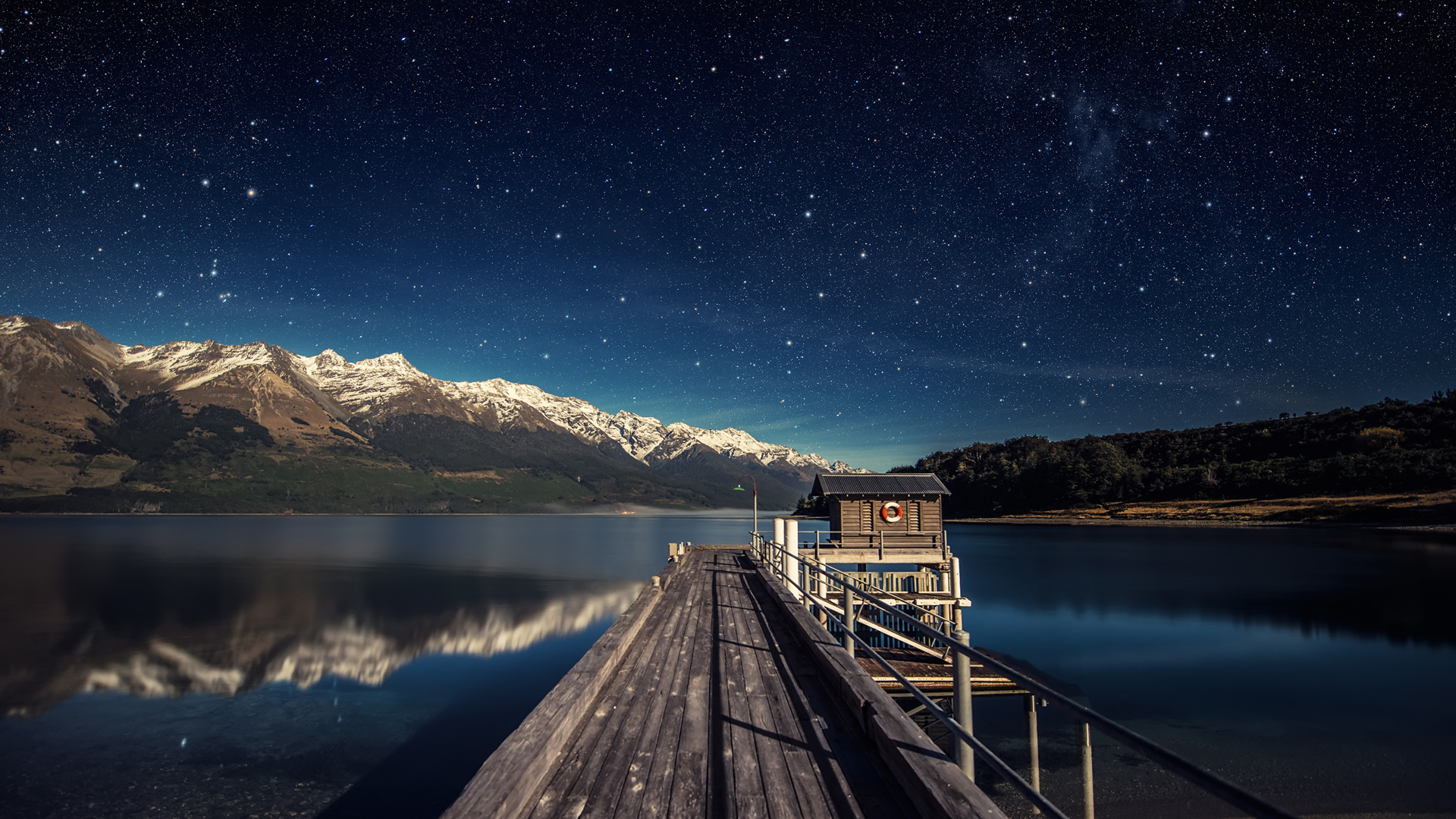 新西兰瓦卡蒂普湖星空风景桌面壁纸 风景壁纸 壁纸下载 彼岸桌面