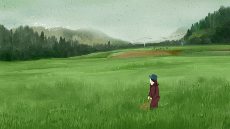 森系 乡间小女孩 绿色森林 动态风景壁纸1920x1080