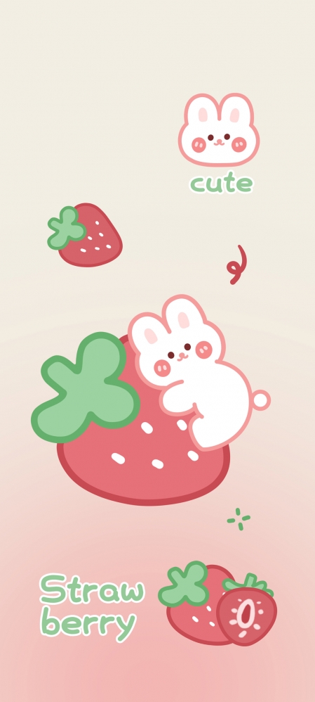 可爱小兔子 草莓 女生专用手机壁纸