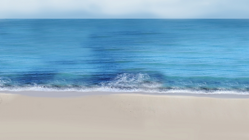 原创 绘画 手绘风景 大海 海边 海滩 海水 电脑壁纸