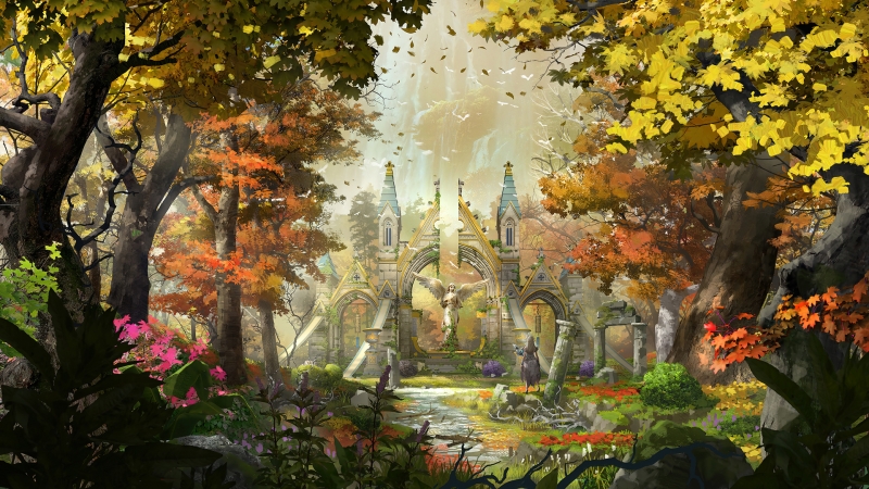 风景 绘画 精灵 仙女 秋天 森林 高清 电脑 壁纸