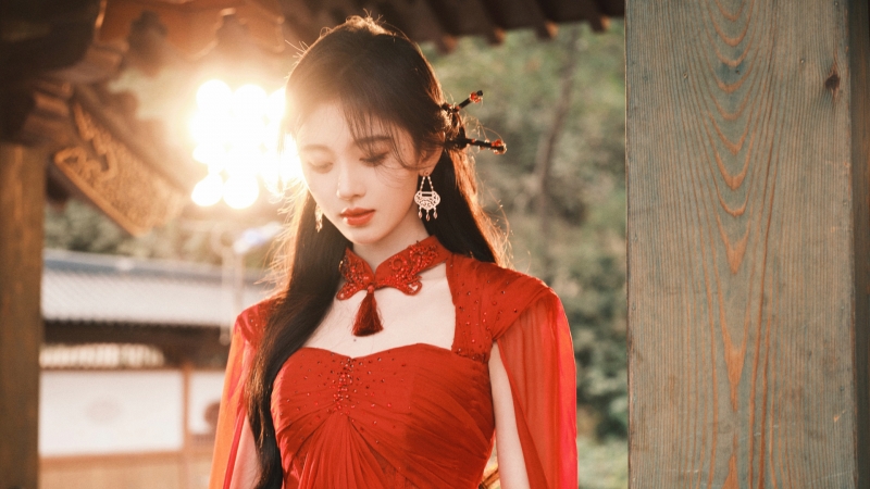 鞠婧祎 红色裙子 唯美摄影 美女高清壁纸