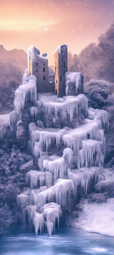 冬天 城堡 结冰 风景 手机 图片