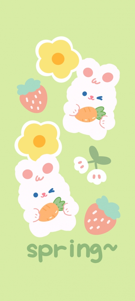 可爱 兔子 草莓 手机 壁纸