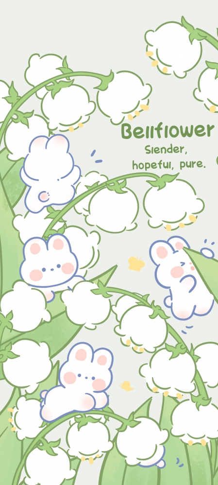 绿色 小清新 可爱兔子 鲜花 小仙女专用高清手机壁纸