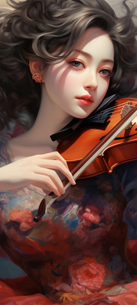美女 小提琴 花瓣唯美高清手机壁纸