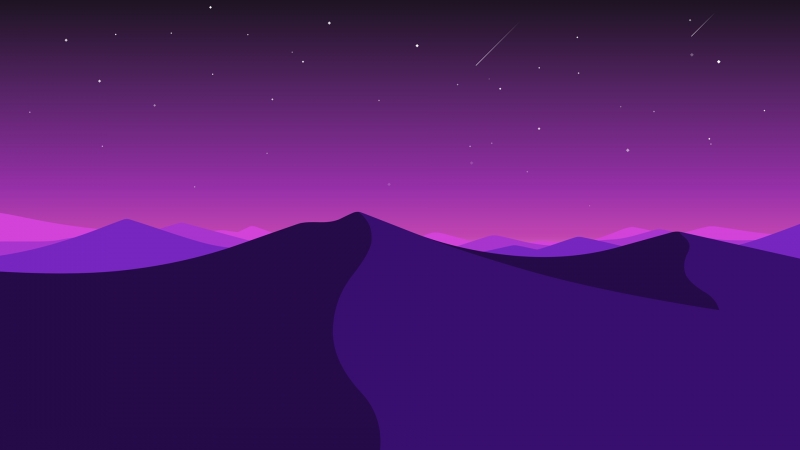 山 星空 紫色背景 简约风景桌面背景