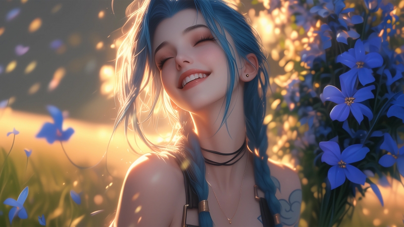  Jinx smiles and closes her eyes. Afternoon desktop wallpaper