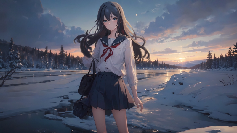  Nice Anime Girl Long Hair Landscape Anime Wallpaper