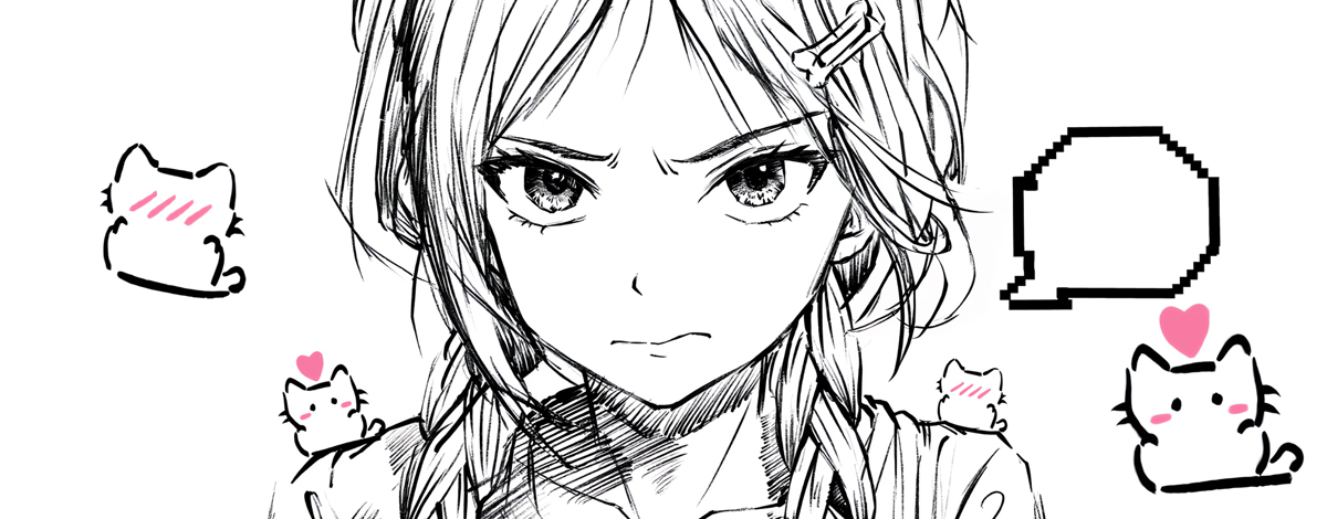 动漫线条人物女孩4k壁纸