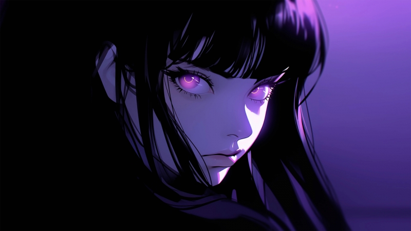 Anime Girl With Purple Eyes4kֽ