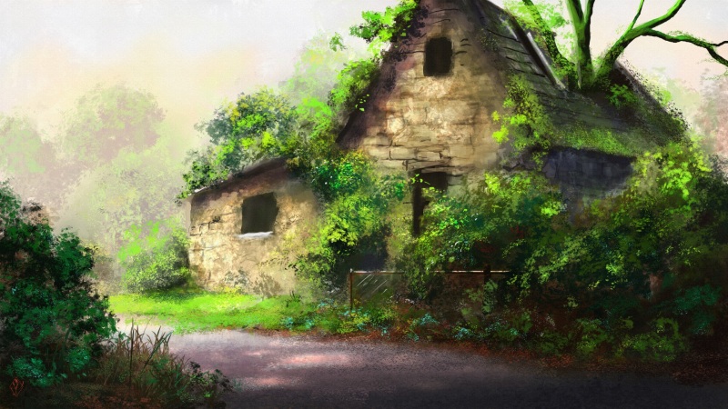 皮博迪,房子,步道,树木,唯美绘画桌面壁纸