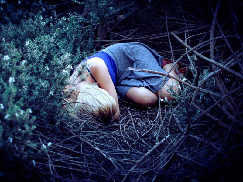 女孩,森林,入睡,梦想,安静,意境,壁纸